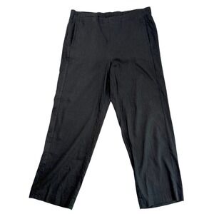 J Jill Womens Linen Stretch Pants Size 12P Petite Black Pull On Wide Leg Coastal